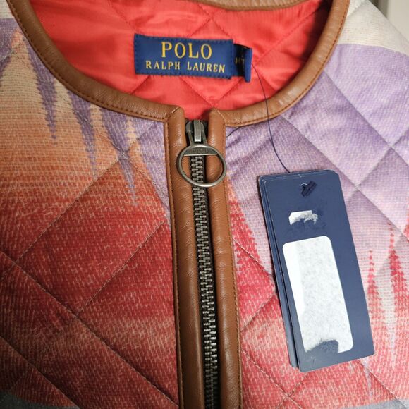 Polo Ralph Lauren Southwest Sunset Jacket Aztec Quilted Lamb Leather New $498 - Picture 5 of 11
